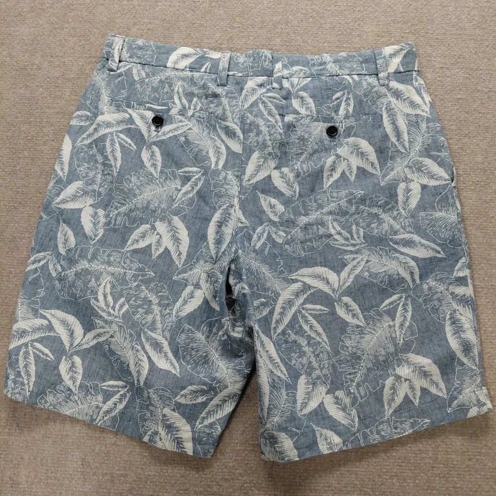 Banana Republic Aiden Linen Shorts Mens 33 Blue Hawaiian Chino Preppy Coastal 9